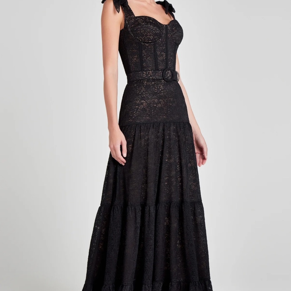 NADINE MERABI Black Lace Maxi Dress